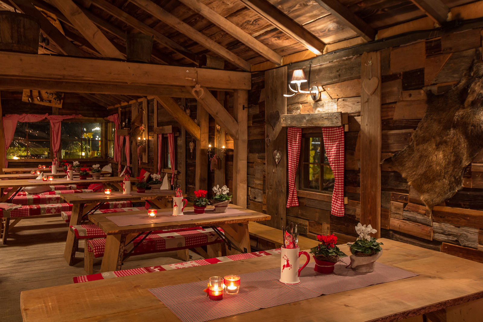Detailaufnahme in die Alm in Frankenberg, hier ist die gemütliche Atmosphäre für Ihre Feierlichkeit eingefangen.